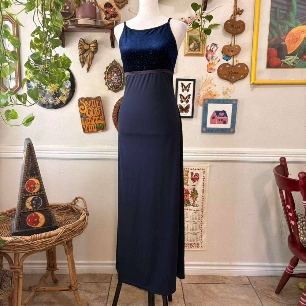 Vintage Y2K Byer Too Maxi Velvet Empire Waist Shimmer Prom Dress Sz S Whimsygoth